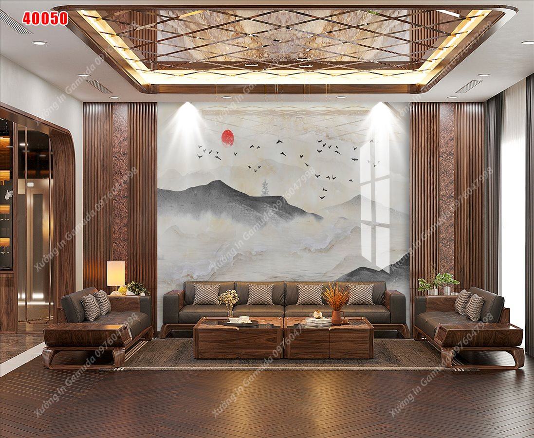 Xưởng Sản Xuất Tranh PVC Với Vân Đá In Hình Sơn Thủy Hữu Tình 