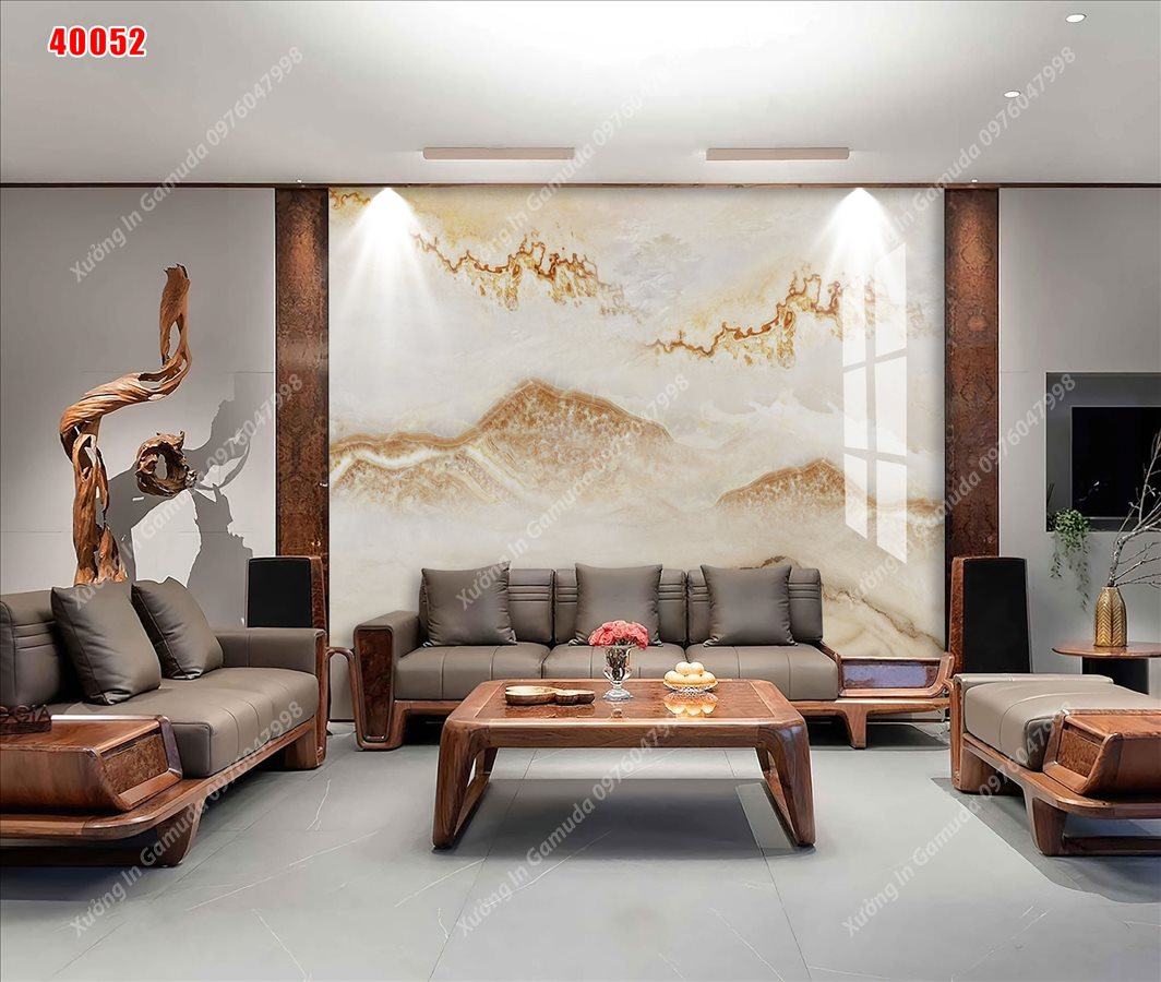 Tranh PVC Vân Đá Sơn Thủy  Chịu Nhiệt Tốt Không Phai Màu Độ Bền Lên Đến Nhiều Năm