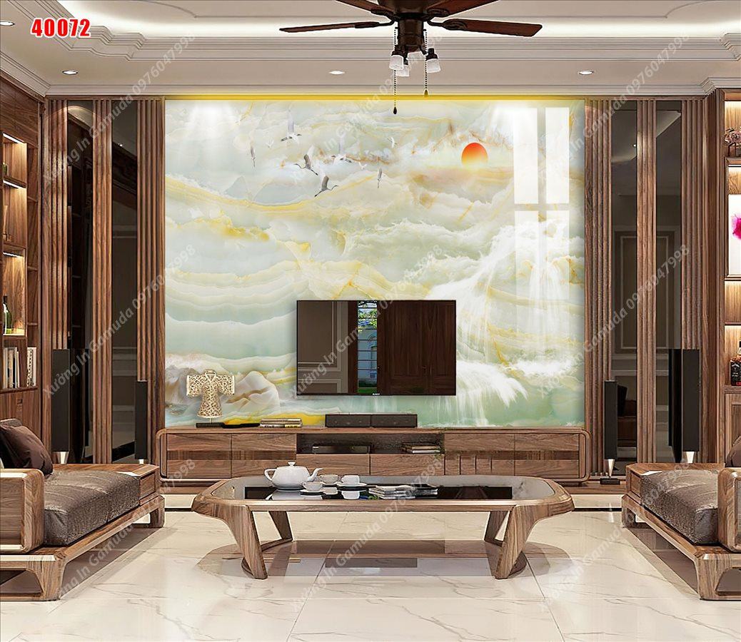 Tranh Ceramic Đối Xứng Kết Hợp Viền Vàng – In Ấn Và Thiết Kế Theo Yêu Cầu