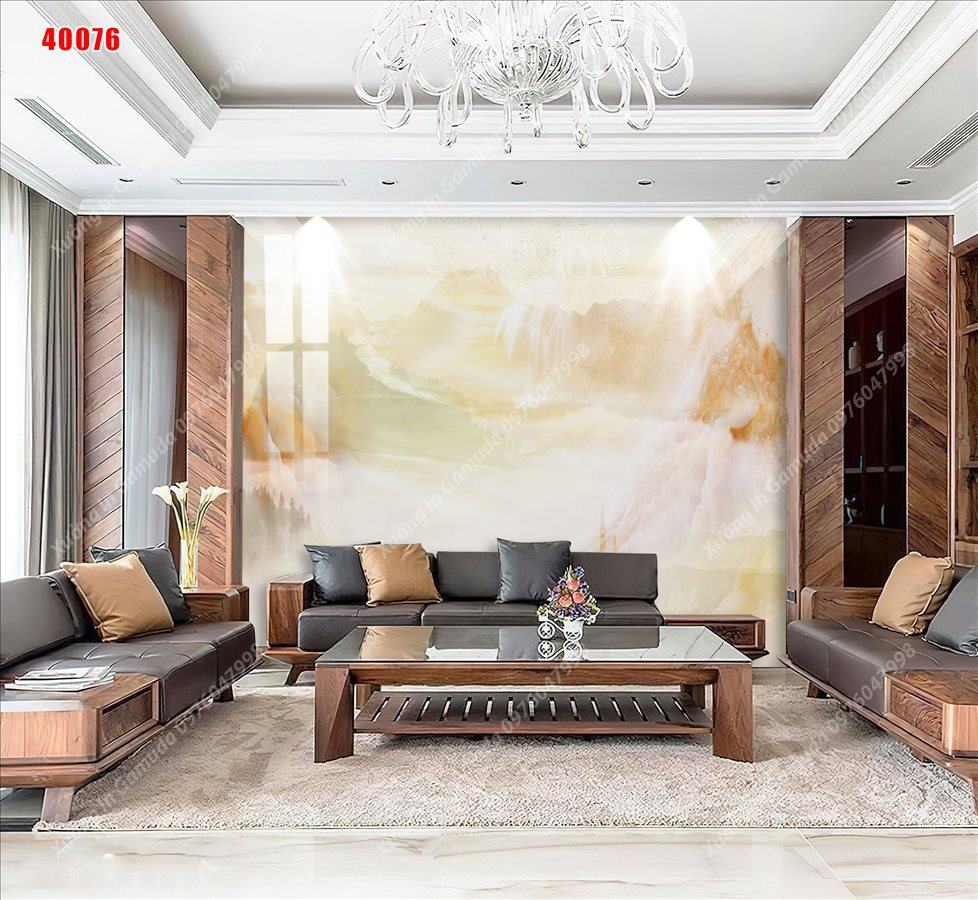Tranh Gương Phủ Ceramic In Hình Vân Đá Sơn Thủy Hữu Tình