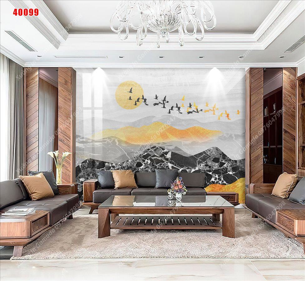 Tranh PVC Vân Đá In Hình Sơn Thủy Hữu Tình Đẹp Nhất