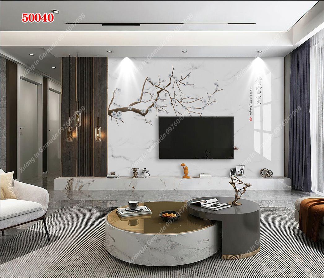 Tranh PVC Tráng Gương Vân Đá Và Hoa Giúp Bảo Vệ Bề Mặt Tăng Độ Cứng - Phục Vụ Nhiệt Tình 24/24h