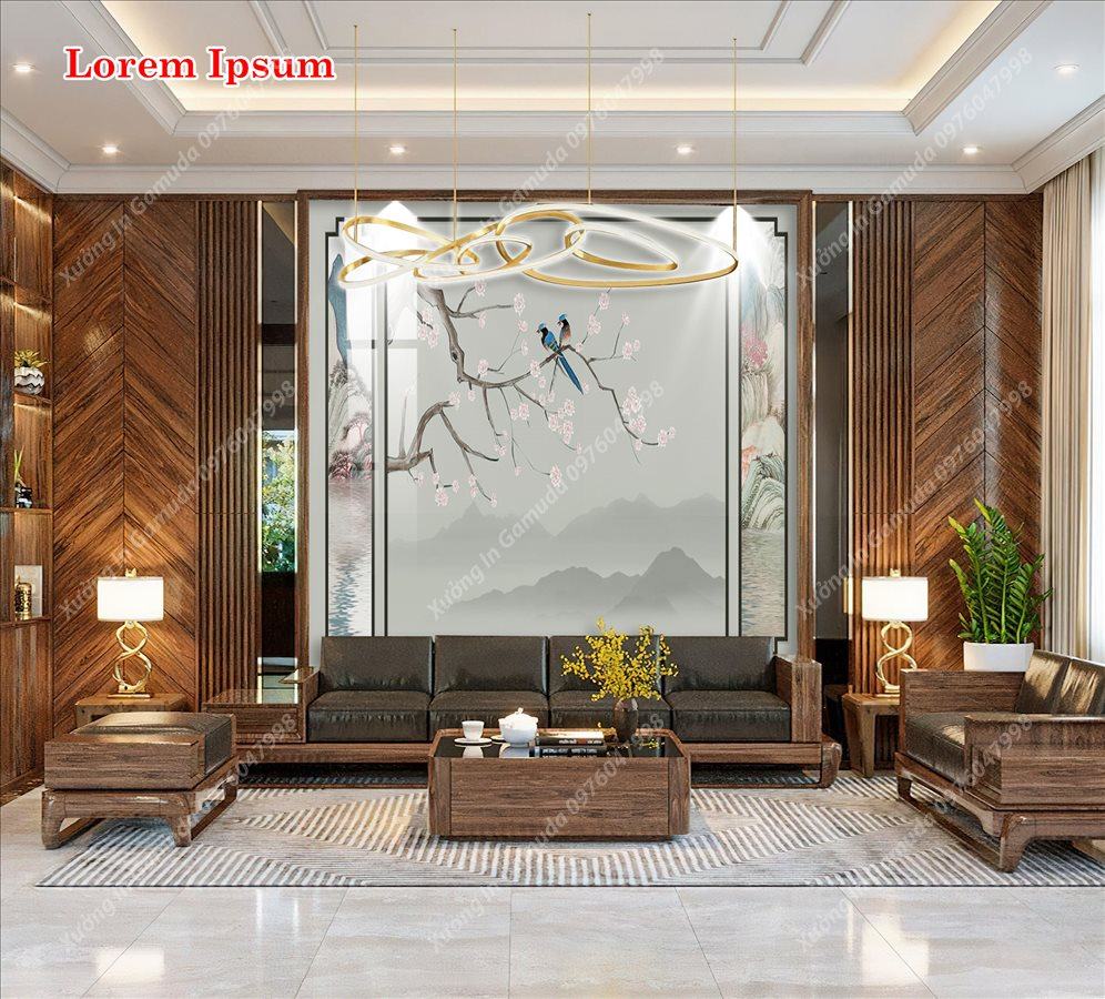 Tranh Ceramic Vân Đá Và Hoa Anh Đào Biểu Tượng Cho Sự Hạnh Phúc