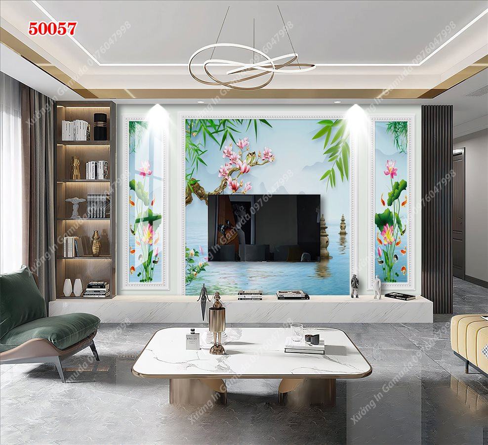 Tranh Ceramic Vân Đá Và Hoa Anh Đào Biểu Tượng Cho Sự Hạnh Phúc