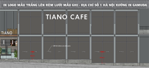 In logo mầu trắng lên vải rèm lưới