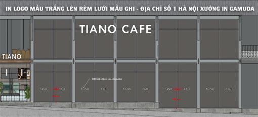 In logo mầu trắng lên vải rèm lưới