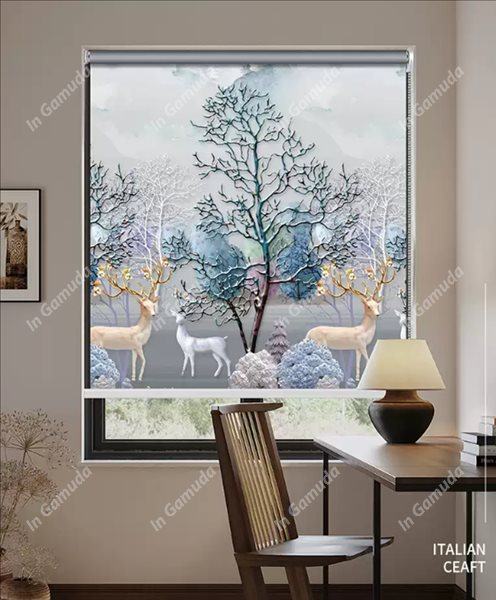 Rèm cuốn tranh 3D cản sáng cản nhiệt tốt