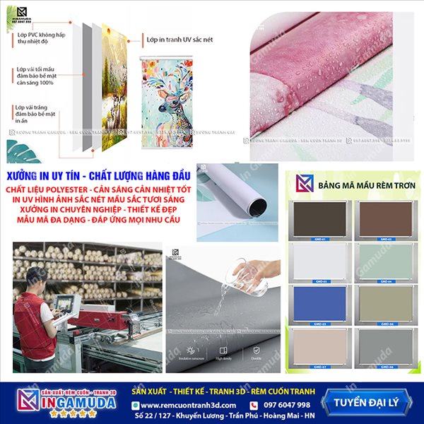 Rèm cuốn tranh chất liệu tốt nhất phù hợp với mọi điều kiện không gian nhà bạn