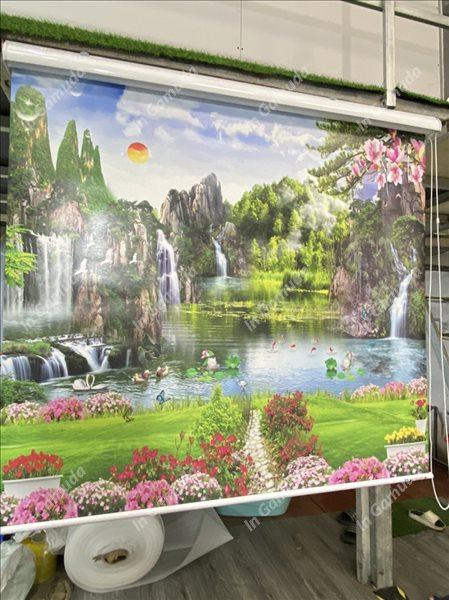 Rèm cuốn in tranh sản xuất tại xưởng in Gamuda 1