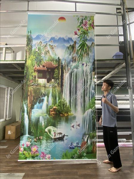 Rèm cuốn in tranh 3D khổ lớn