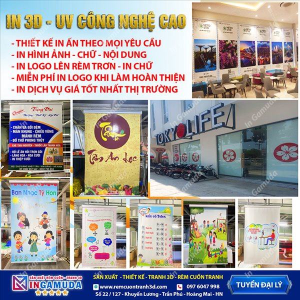 Rèm cuốn in tranh 3D có nhiều lựa chọn cho khách hàng khi đặt hàng tại xưởng ingamuda