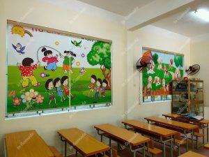 Rèm cuốn tranh cho trường tiểu học trang trí in ấn hình ảnh
