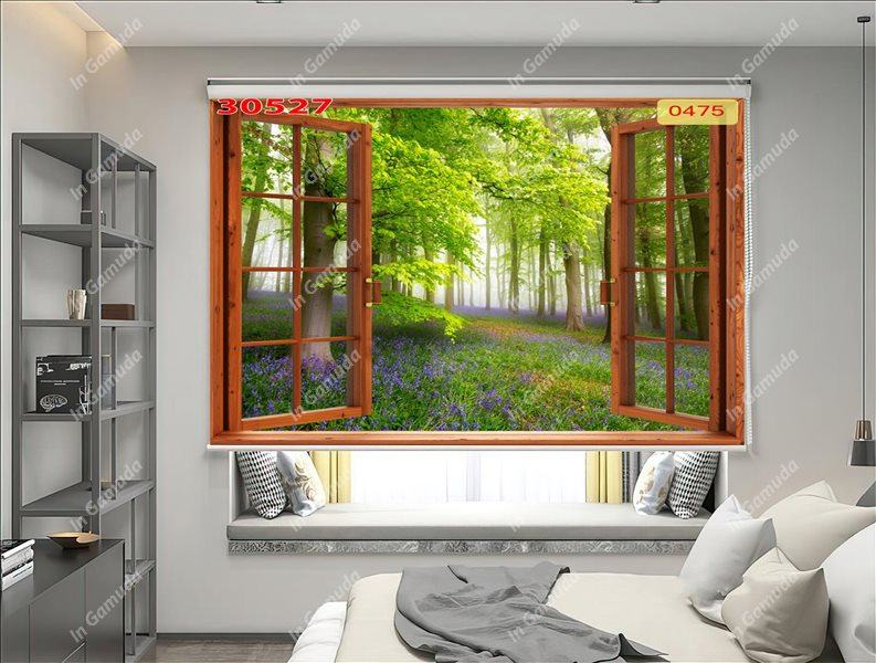 Rèm cuốn tranh cửa sổ 3D in hình thiên nhiên