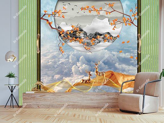 Tranh lam sóng hiện đại trang trí phòng khách mẫu mới 2023 hiện đại sang trọng nền xanh hoa đẹp