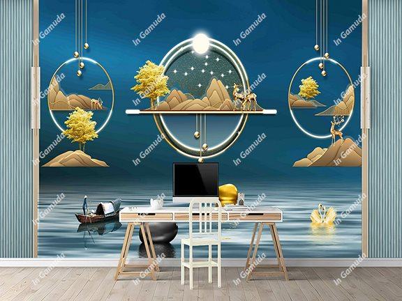 Tranh lam sóng hiện đại trang trí phòng khách mẫu mới 2023 hiện đại sang trọng