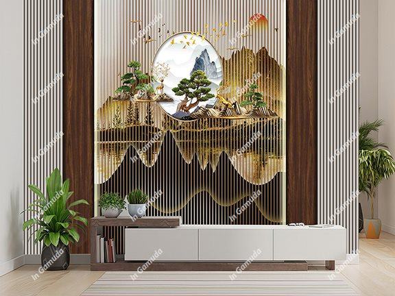 Tranh lam sóng hiện đại mẫu mới phòng khách 2023