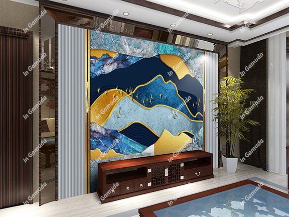 Tranh dán tường in trên nền lam sóng tranh vải lụa dán tường - rèm cuốn tranh - tranh PVC sản xuất tại xưởng in Gamuda