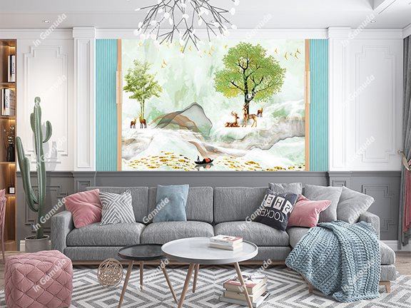 Tranh lam sóng dán tường 5D cao cấp