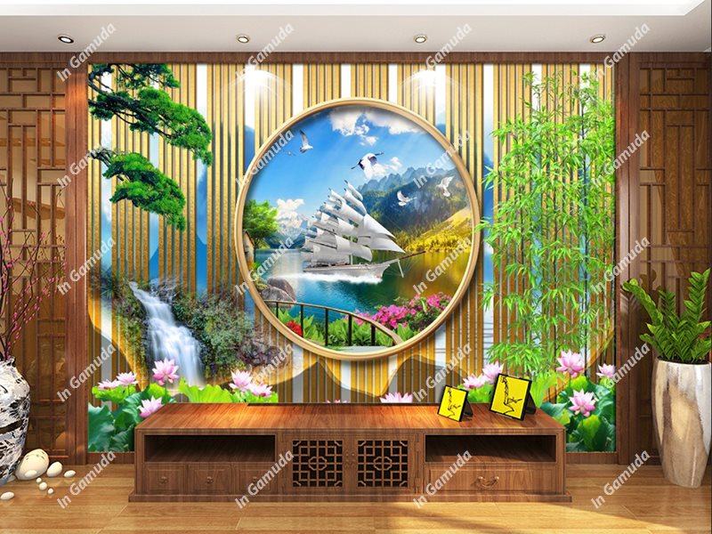Tranh phào chỉ lam sóng thuận buồm xuôi gió trang trí phòng khách