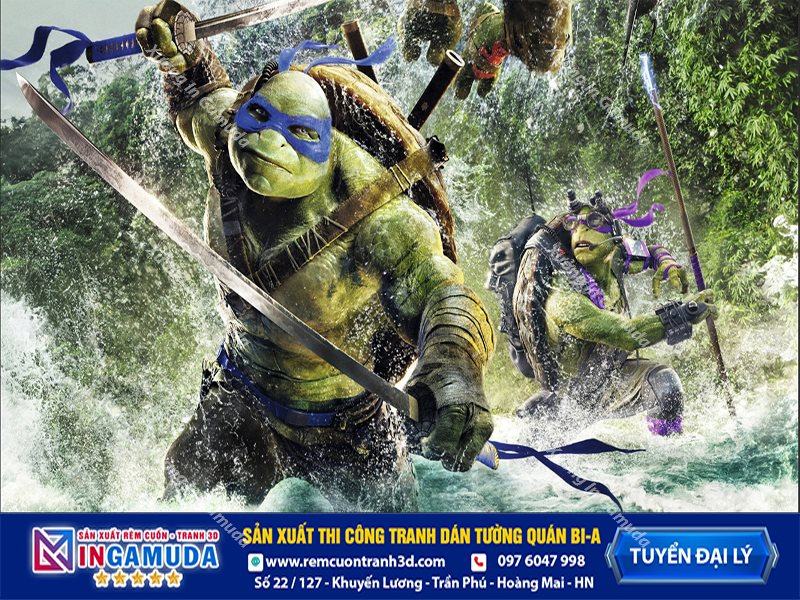 Tranh dán tường cho quán bi-a phong cách ninja rùa - Xưởng In Gamuda Sản Xuất Tuyển Đại Lý MS16