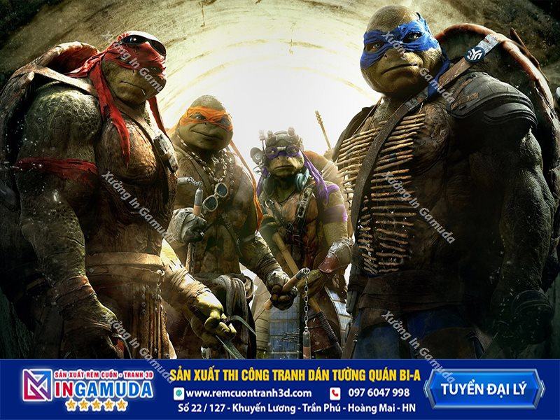 Tranh dán tường cho quán bi-a phong cách ninja rùa - Xưởng In Gamuda Sản Xuất Tuyển Đại Lý MS14