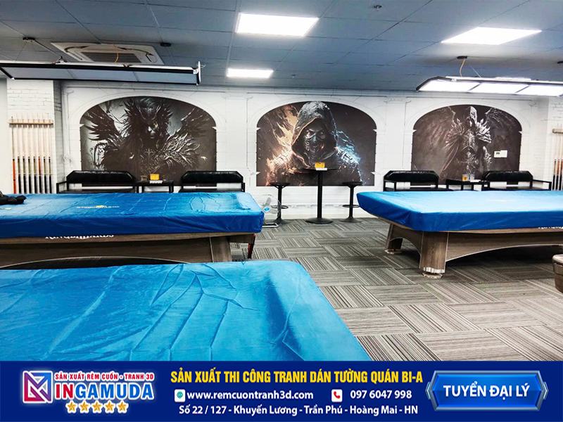 Tranh cho quán bi-a mẫu thi công thực tế vải lụa dán tường siêu bền đẹp - Xưởng In Gamuda MS:013