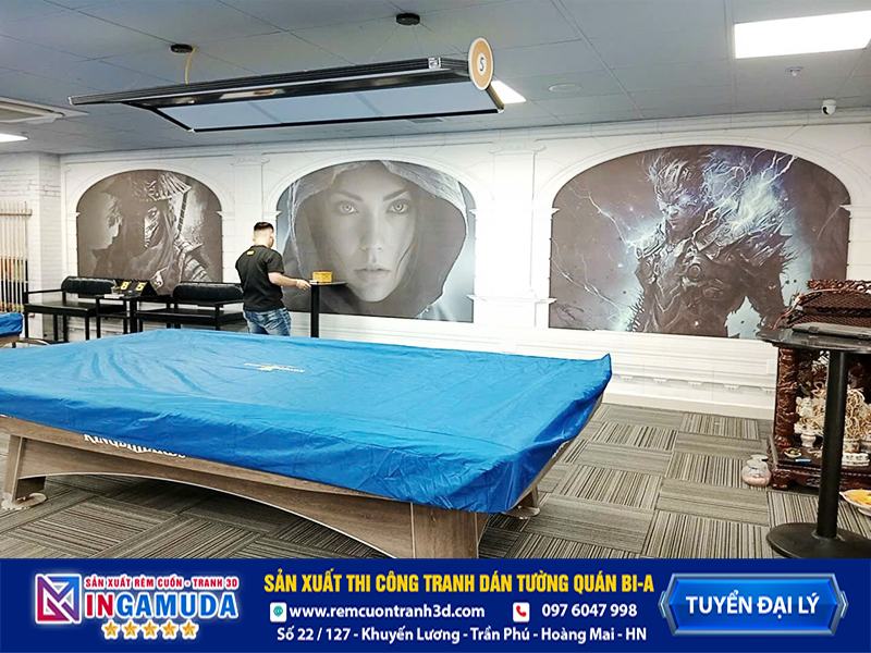 Tranh cho quán bi-a mẫu thi công thực tế vải lụa dán tường siêu bền đẹp - Xưởng In Gamuda MS:012
