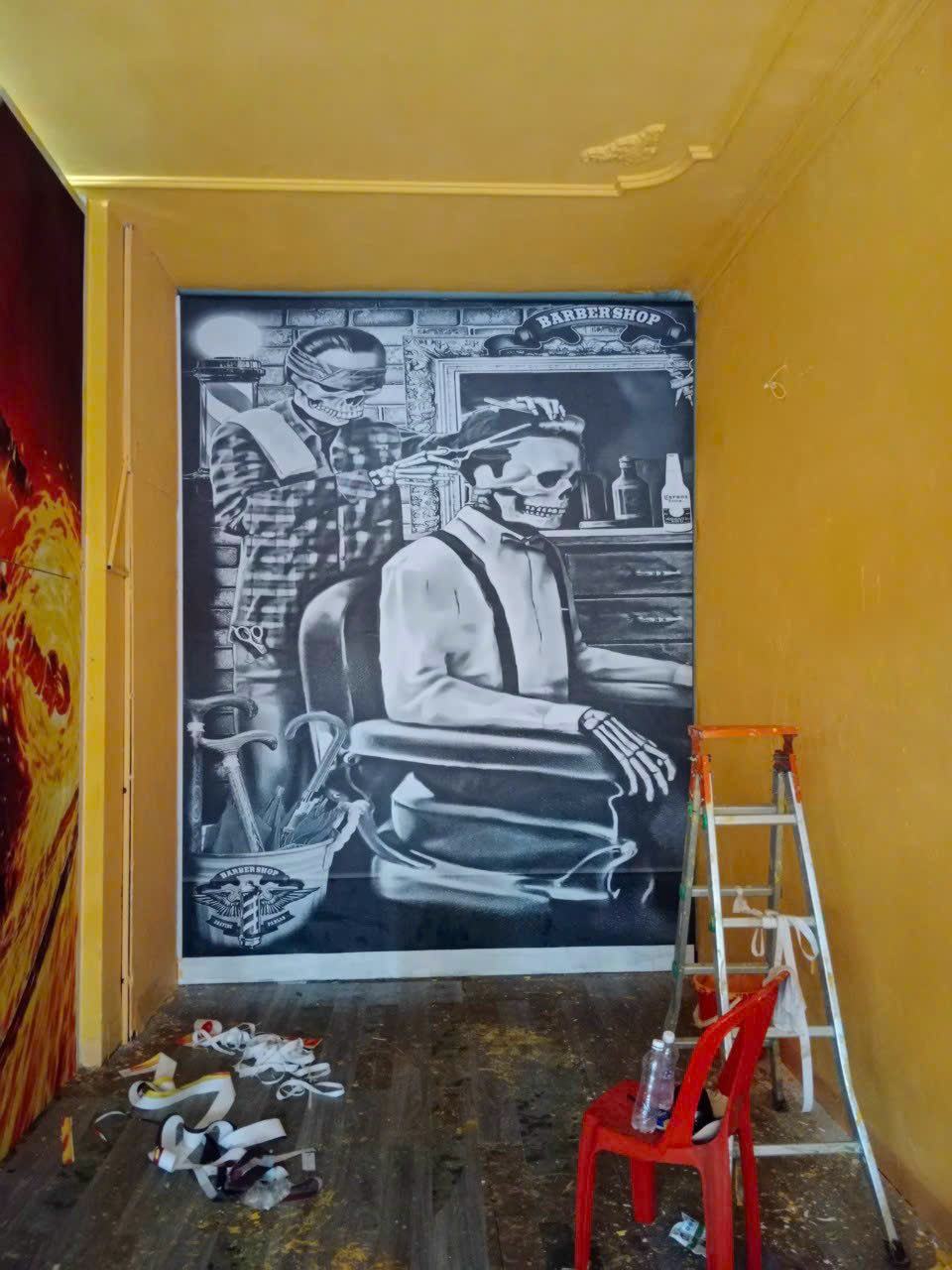 Tranh cho quán bi-a mẫu thi công thực tế vải lụa dán tường siêu bền đẹp - Xưởng In Gamuda MS:011