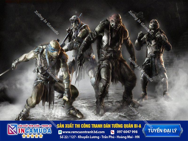 Tranh dán tường cho quán bi-a phong cách ninja rùa - Xưởng In Gamuda Sản Xuất Tuyển Đại Lý MS23