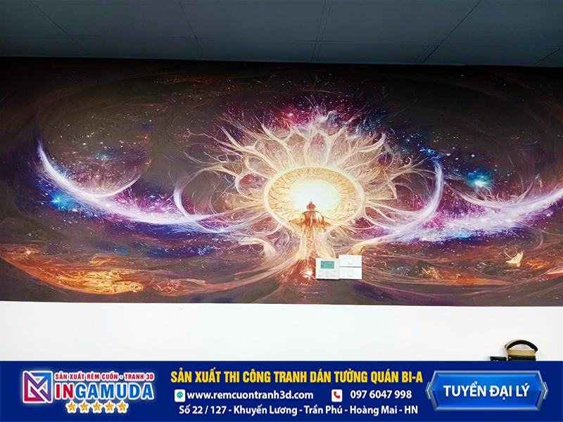 Tranh cho quán bi-a mẫu thi công thực tế vải lụa dán tường siêu bền đẹp - Xưởng In Gamuda MS:006