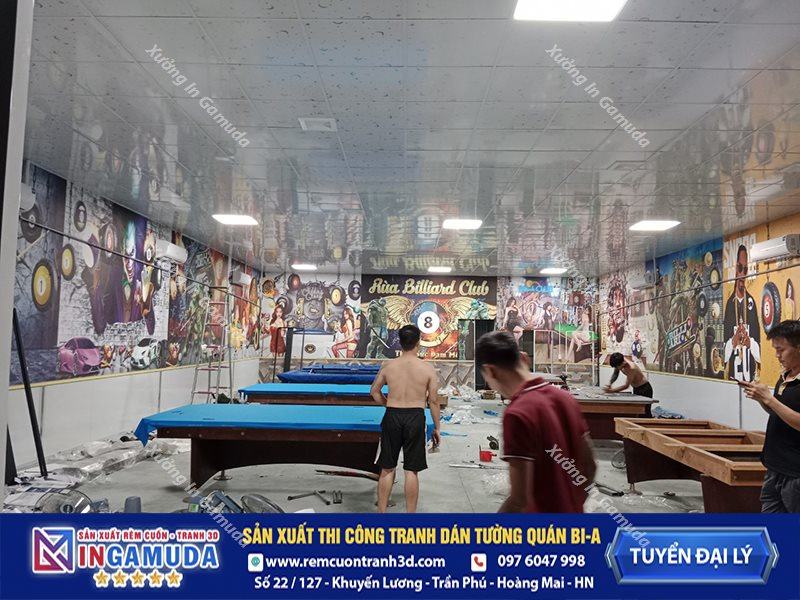 Tranh dán tường cho quán bi-a phong cách ninja rùa - Xưởng In Gamuda Sản Xuất Tuyển Đại Lý MS18