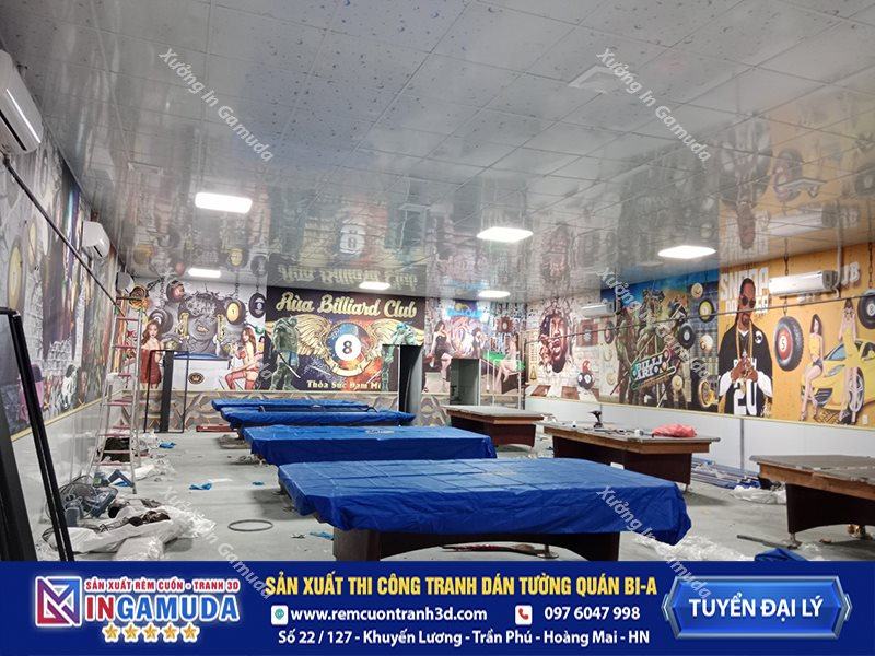 Tranh dán tường cho quán bi-a phong cách ninja rùa - Xưởng In Gamuda Sản Xuất Tuyển Đại Lý MS05