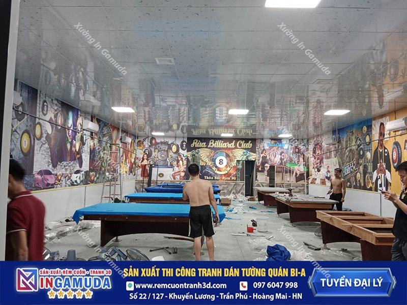 Tranh dán tường cho quán bi-a phong cách ninja rùa - Xưởng In Gamuda Sản Xuất Tuyển Đại Lý