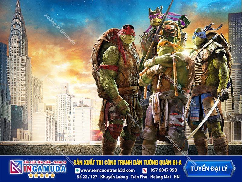 Tranh dán tường cho quán bi-a phong cách ninja rùa - Xưởng In Gamuda Sản Xuất Tuyển Đại Lý MS21
