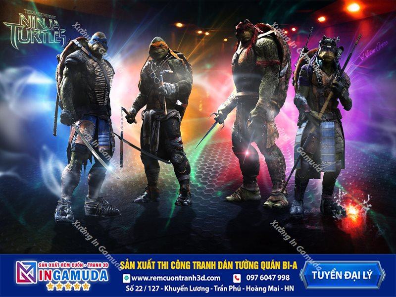 Tranh dán tường cho quán bi-a phong cách ninja rùa - Xưởng In Gamuda Sản Xuất Tuyển Đại Lý MS20