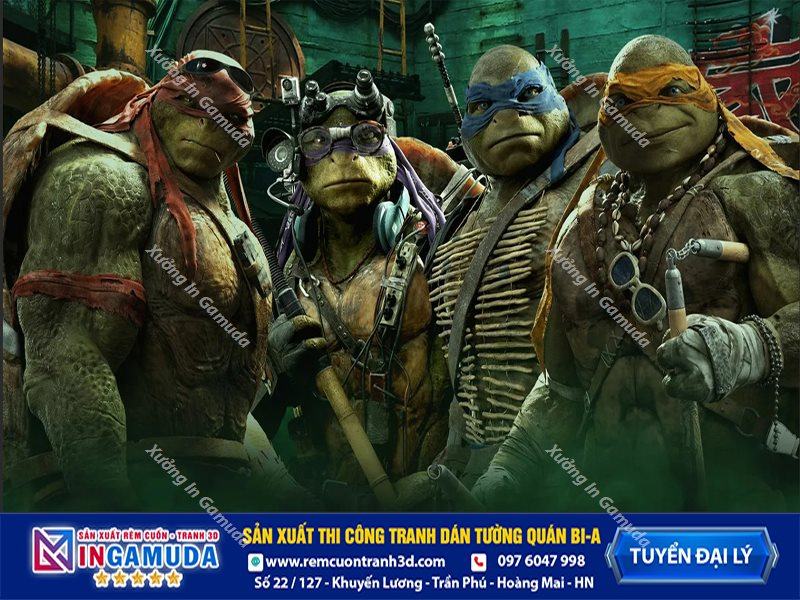 Tranh dán tường cho quán bi-a phong cách ninja rùa - Xưởng In Gamuda Sản Xuất Tuyển Đại Lý MS17