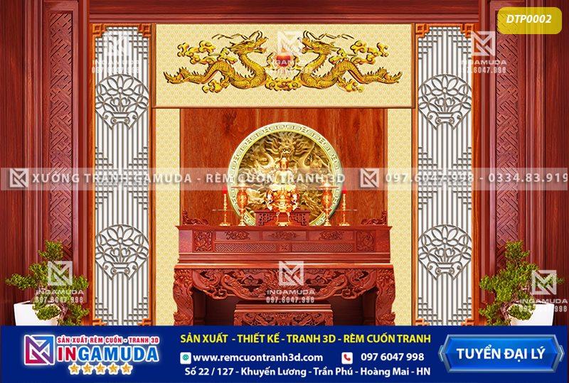 Tranh phòng thờ 5D được thiết kế in ấn trên vải lụa công nghệ in sắc nét chân thực