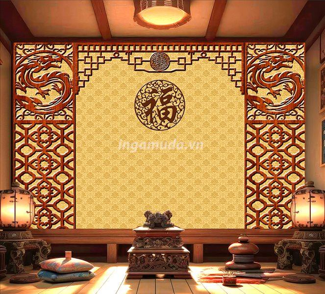Tranh dán tường phòng thờ trang trí mẫu tranh đẹp in vải lụa cho không gian thờ cúng