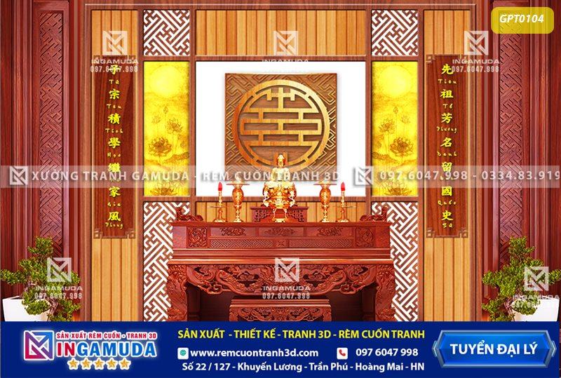 Tranh phòng thờ mẫu hoa sẽ trúc chỉ chữ thọ cho không gian thờ cúng linh thiêng