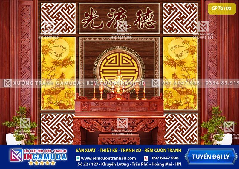Tranh phòng thờ đẹp in tại xưởng vải chống cháy
