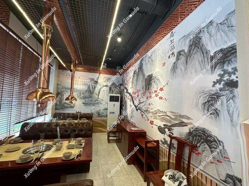 Thiết kế tranh cho nhà hàng trọn gói phối cảnh đẹp ấn tượng cho quán ăn nhà hàng phong cách trung quốc tại xưởng in gamuda