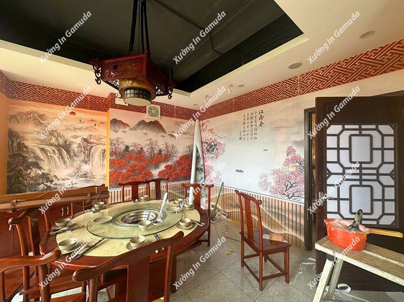 Thiết kế tranh cho nhà hàng trọn gói phối cảnh đẹp ấn tượng cho quán ăn nhà hàng phong cách trung quốc