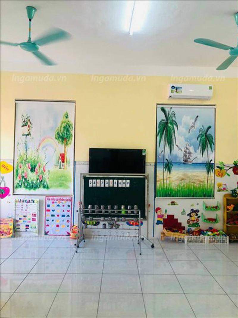 Rèm cuốn tranh cho trường học cản sáng cản nhiệt trang trí lớp học các chủ đề thiên nhiên