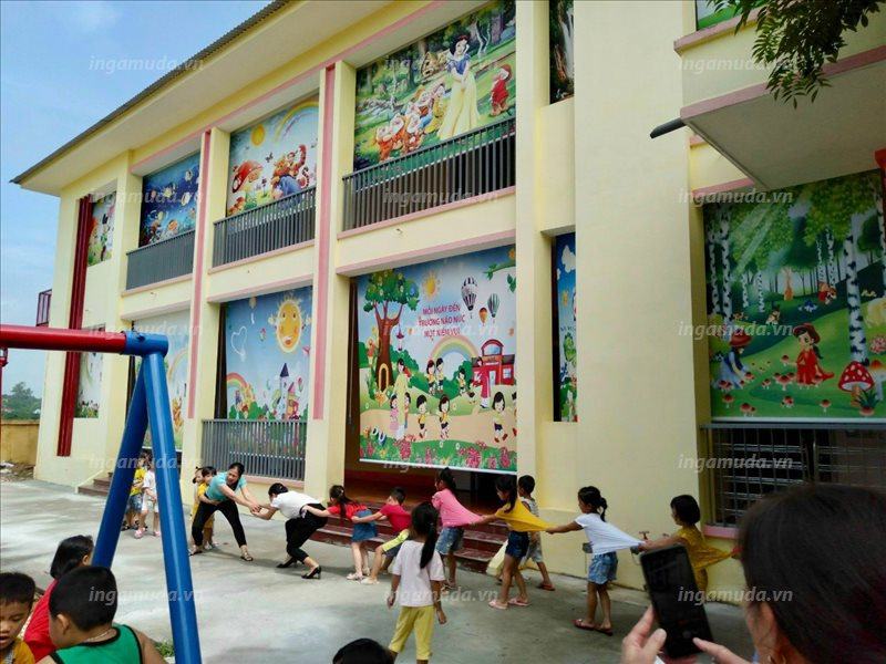 Rèm cuốn tranh cho trường học trang trí ngoài ban công cản sáng cản nhiệt tốt hình ảnh in chất lượng sắc nét có độ bền cao
