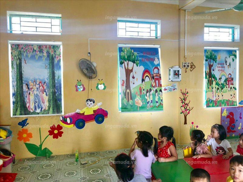 Rèm cuốn tranh cho trường học sản xuất tại xưởng rèm gamuda