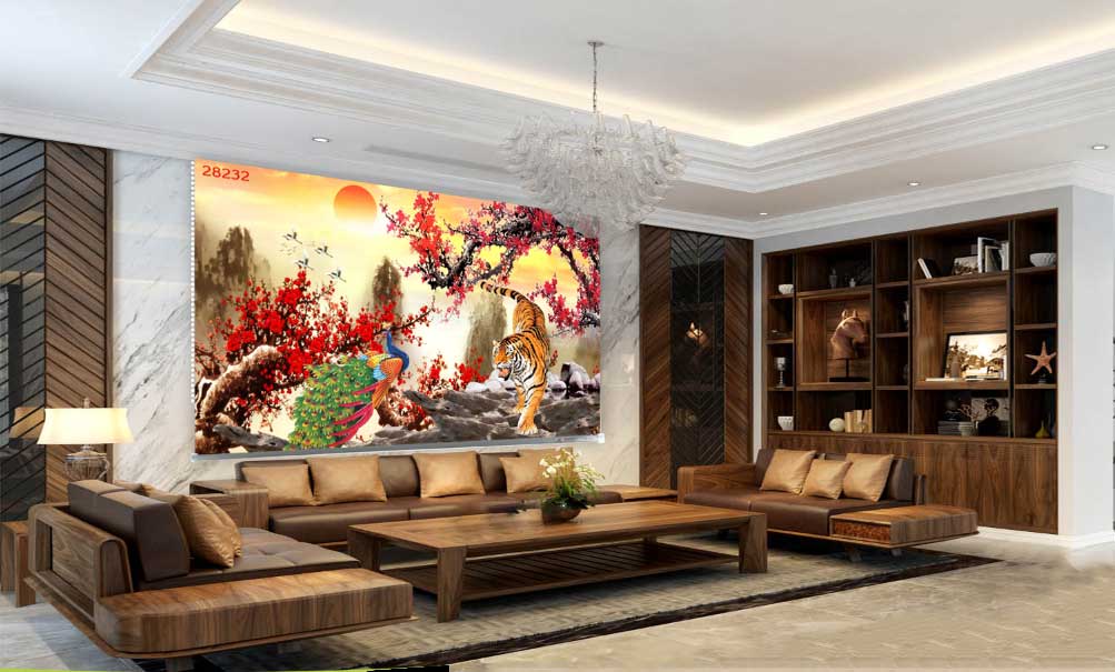 Rèm cuốn tranh trang trí văn phòng tạo cảm giác sang trọng