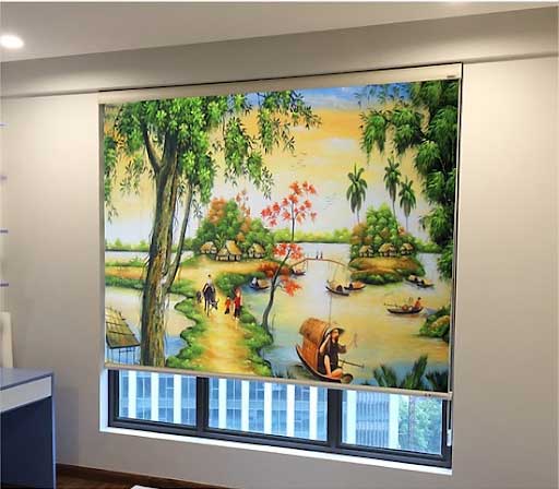Rèm cuốn tranh cửa sổ cản sáng cản nhiệt cho phòng khách