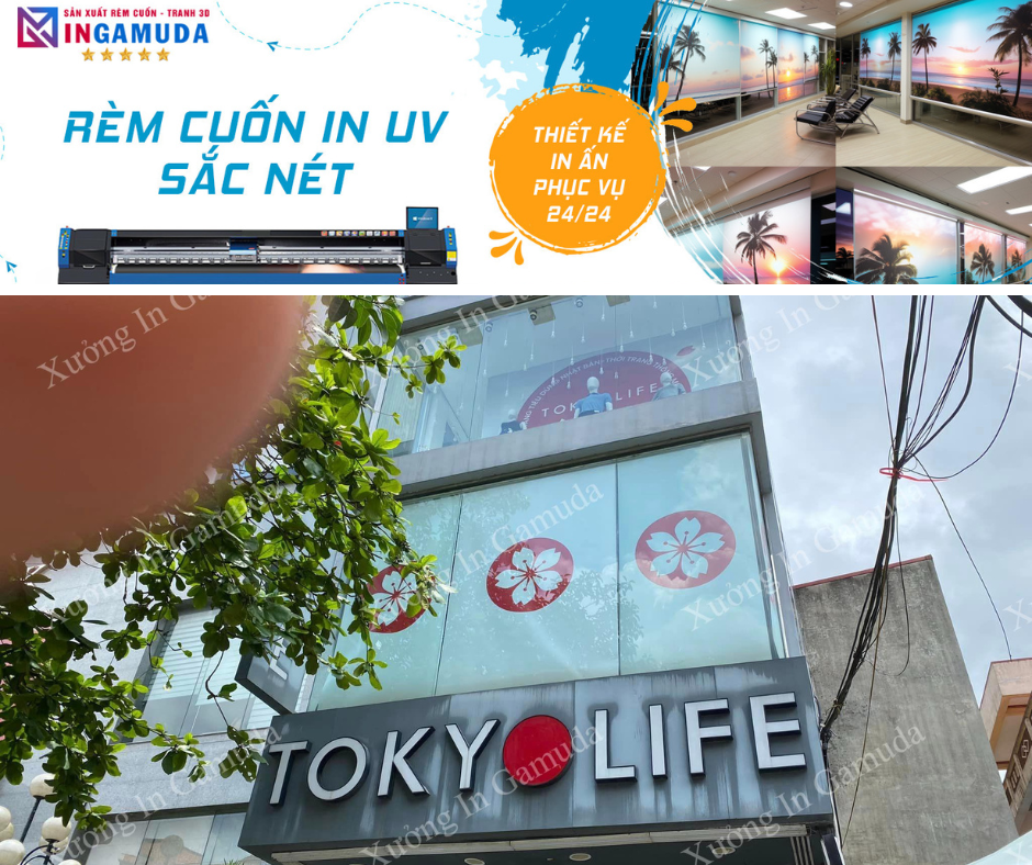 Rềm cuốn in logo tăng giá trị nhận diện cho thương hiệu TokyoLife đến khách hàng tại Nam Định