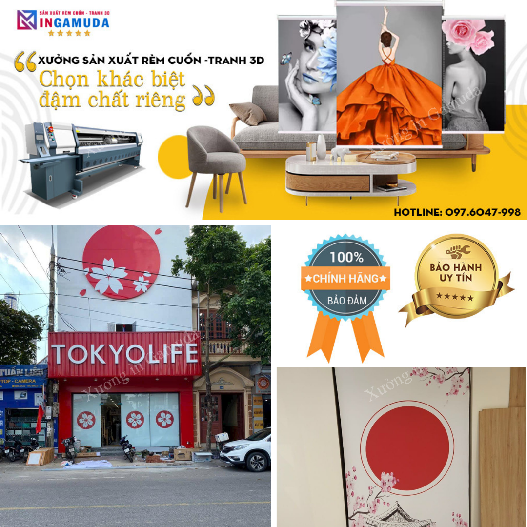 Rèm cuốn in logo thương hiệu cho hệ thống cửa hàng tại TokyoLife tại Quảng Ninh