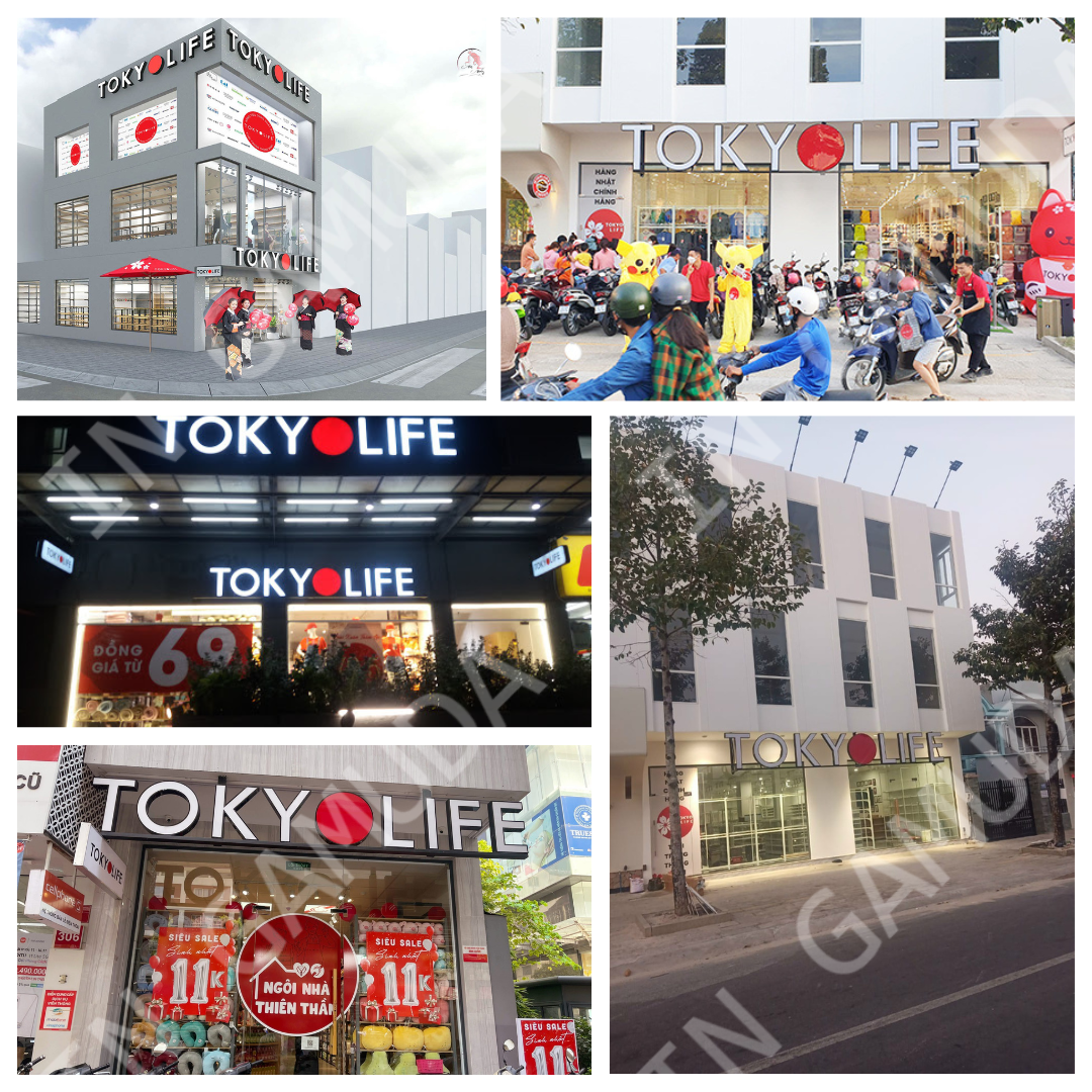 Rèm Cuốn in logo tại cửa hàng Tokyolife